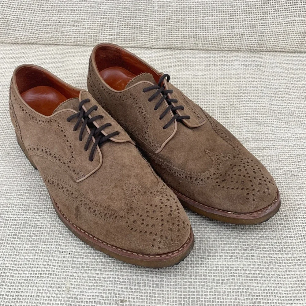 Peter Millar Mens Brown Suede Wingtip Brogue Derby Shoes MF14F06 Size 9.5 M